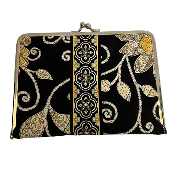 Vera Bradley Hug N Kisses Black and Yellow Photo Book Wallet - Picture 1 of 8